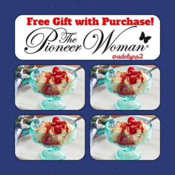 Last Set - Qty 4 🌺🍨 New Pioneer Woman Teal Blue Sundae Ice Cream Cups - Picture 4 of 7